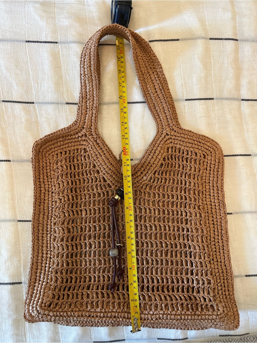 H&M Brown Crochet Shoulder Tote with Tassel Accent - Picture 7 of 7